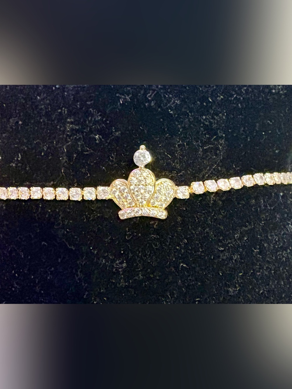 Crown Pavé Tennis Bracelet - Gold Crystal Accent - Picture 2 of 3